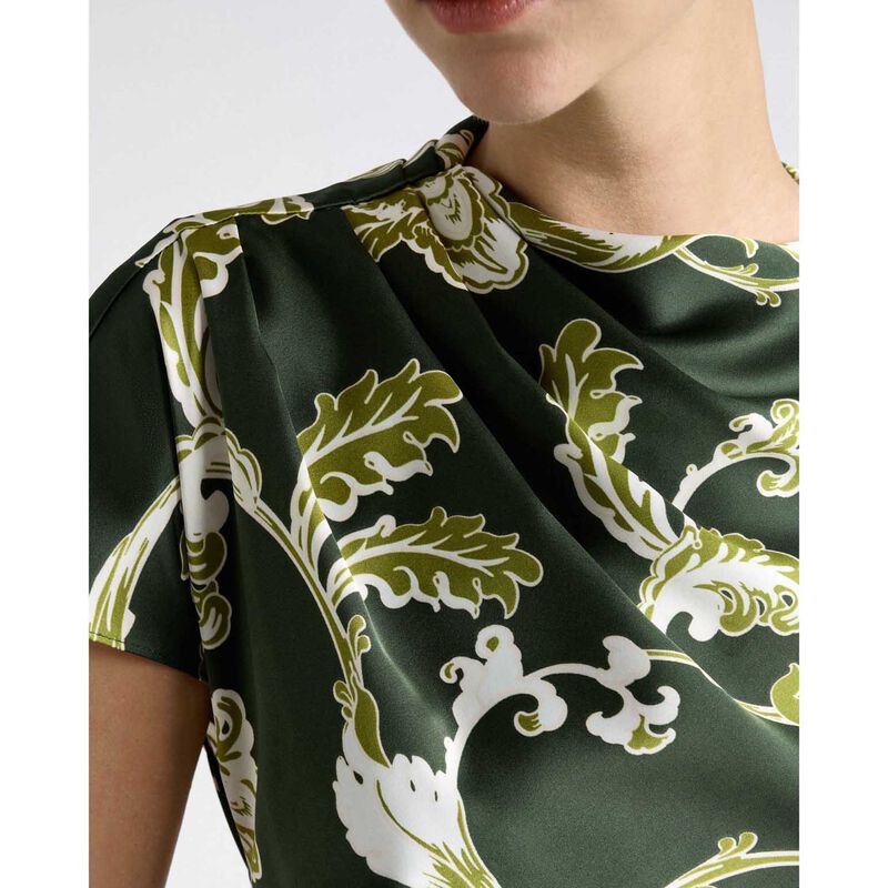 Cue Green Chintz Floral Draped Midi Dress image number 2